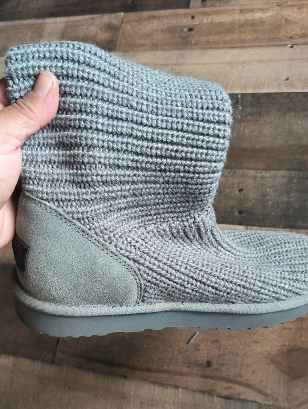 UGG Classic Cardy Gray Wool Blend Knit Boots Sz 10 Women